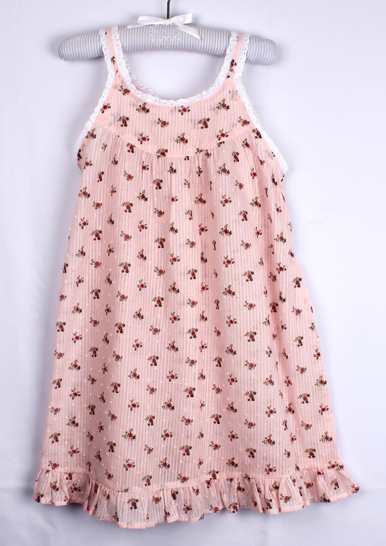 Alice & Lily girls printed cotton nightie w roses, embroid trim, swiss dots   STYLE: AL/ND-388RAB image 0